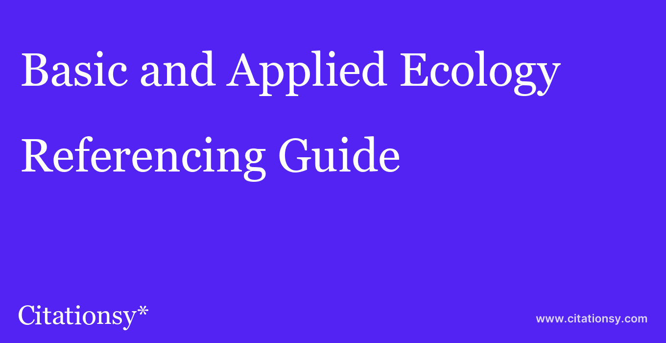 cite Basic and Applied Ecology  — Referencing Guide